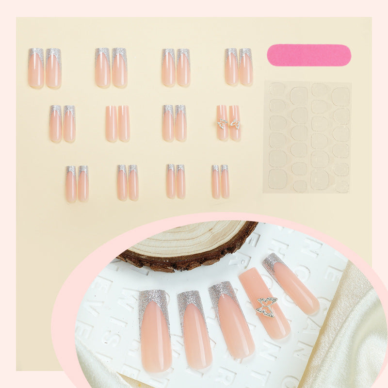 Elegant Silver Glitter Press-On Nail Set Acalora