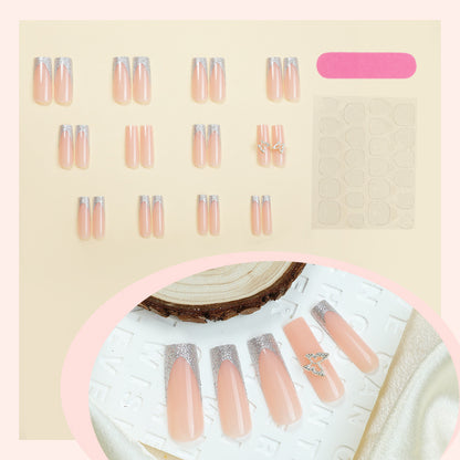 Elegant Silver Glitter Press-On Nail Set Acalora