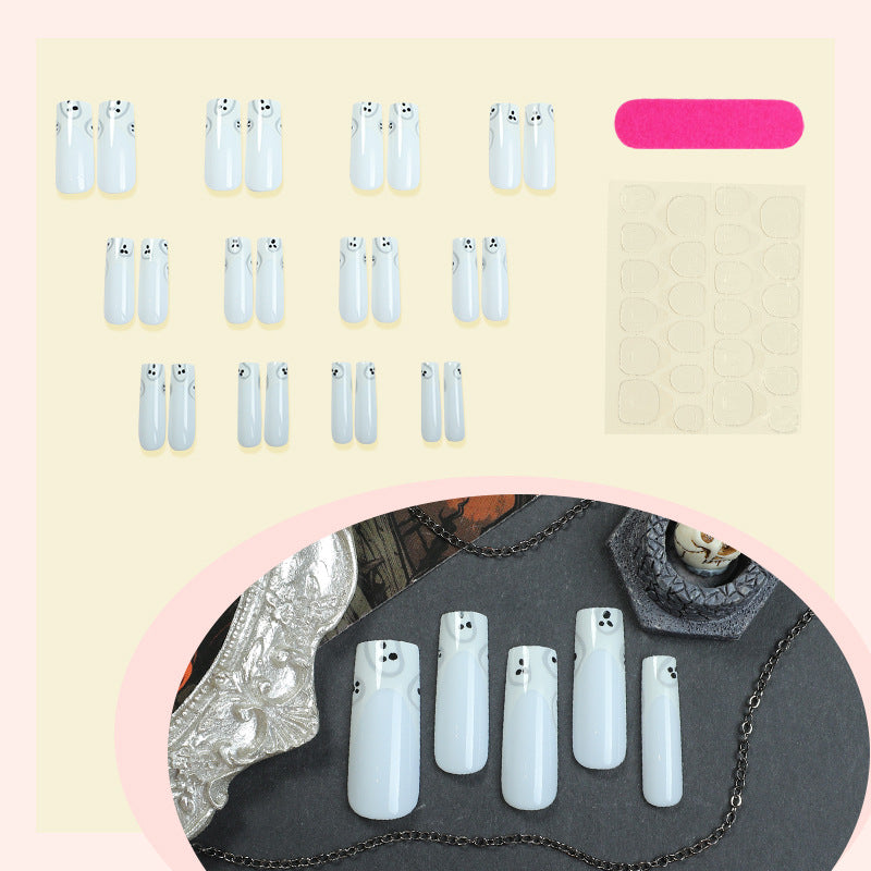 Thematic Press-On Nail Set with Ghost Designs Acalora