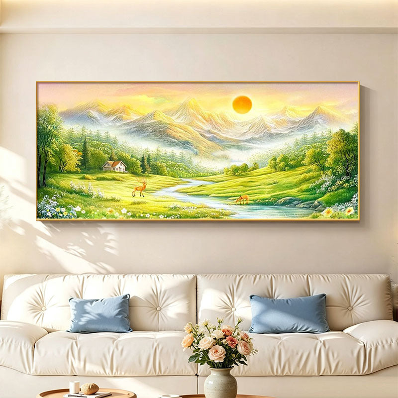 Framed Tranquil Nature Landscape Artwork