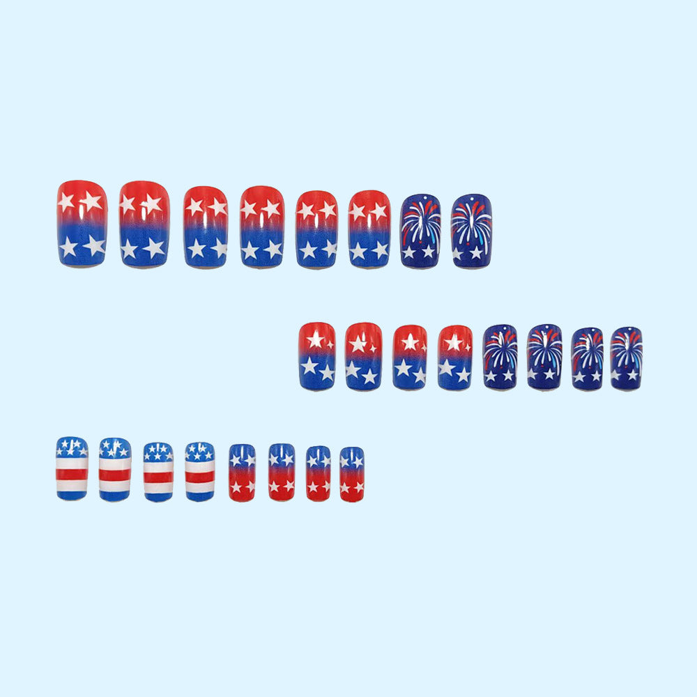 Artificial nails in patriotic star and stripe design Acalora
