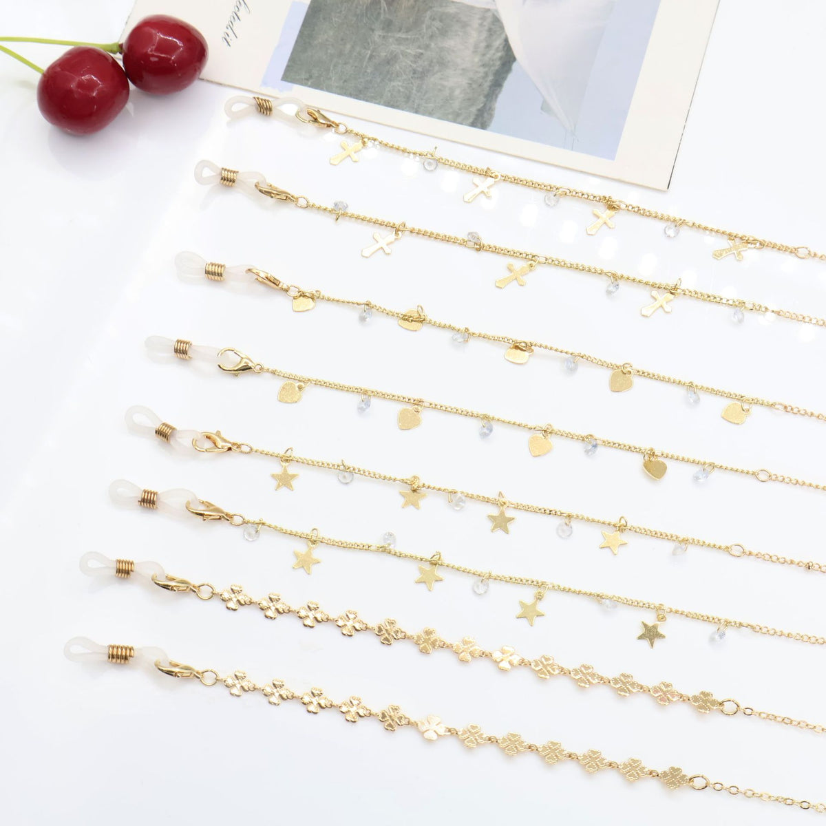 Cross-Embellished Eyewear Chain Acalora