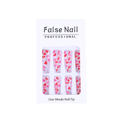 Artificial nail tips with heart motifs Acalora