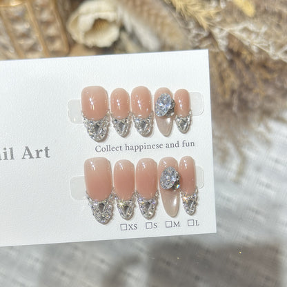Elegant Rhinestone-Accented Press-On Nail Tips Acalora