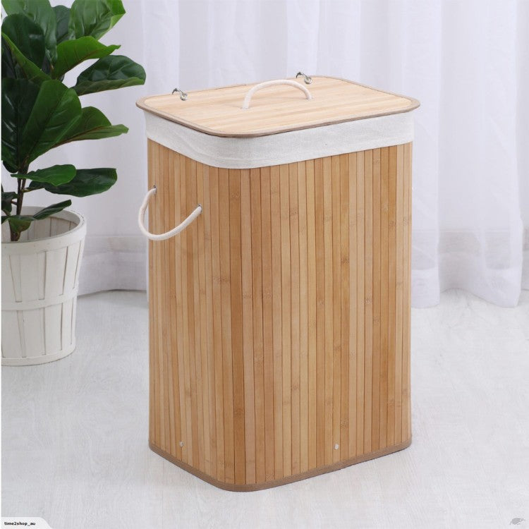 Laundry basket made of natural bamboo with removable cover Acalora