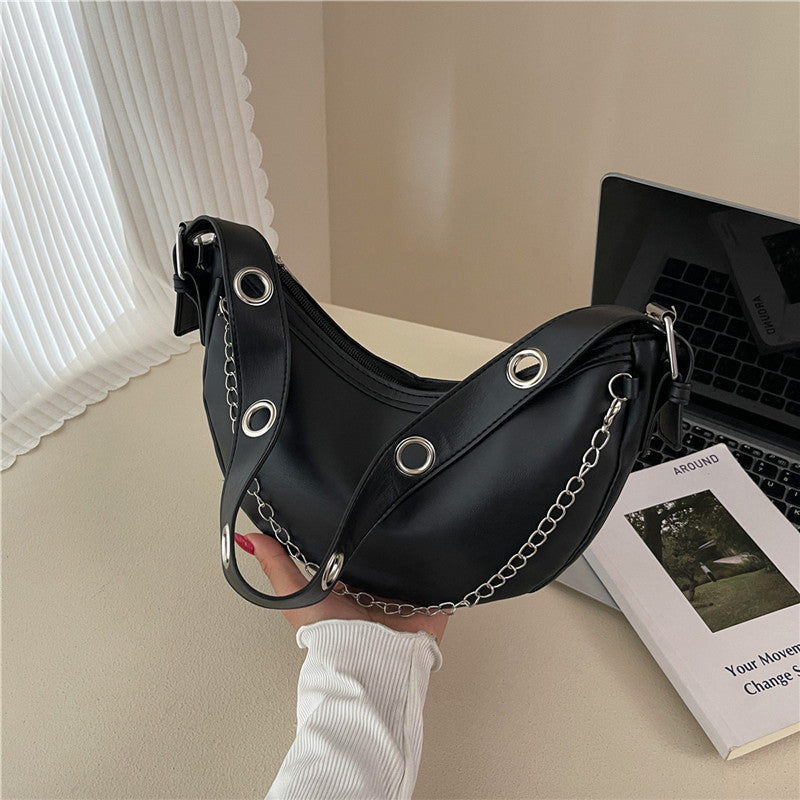 Modern Chain-Handled Hobo Bag Acalora