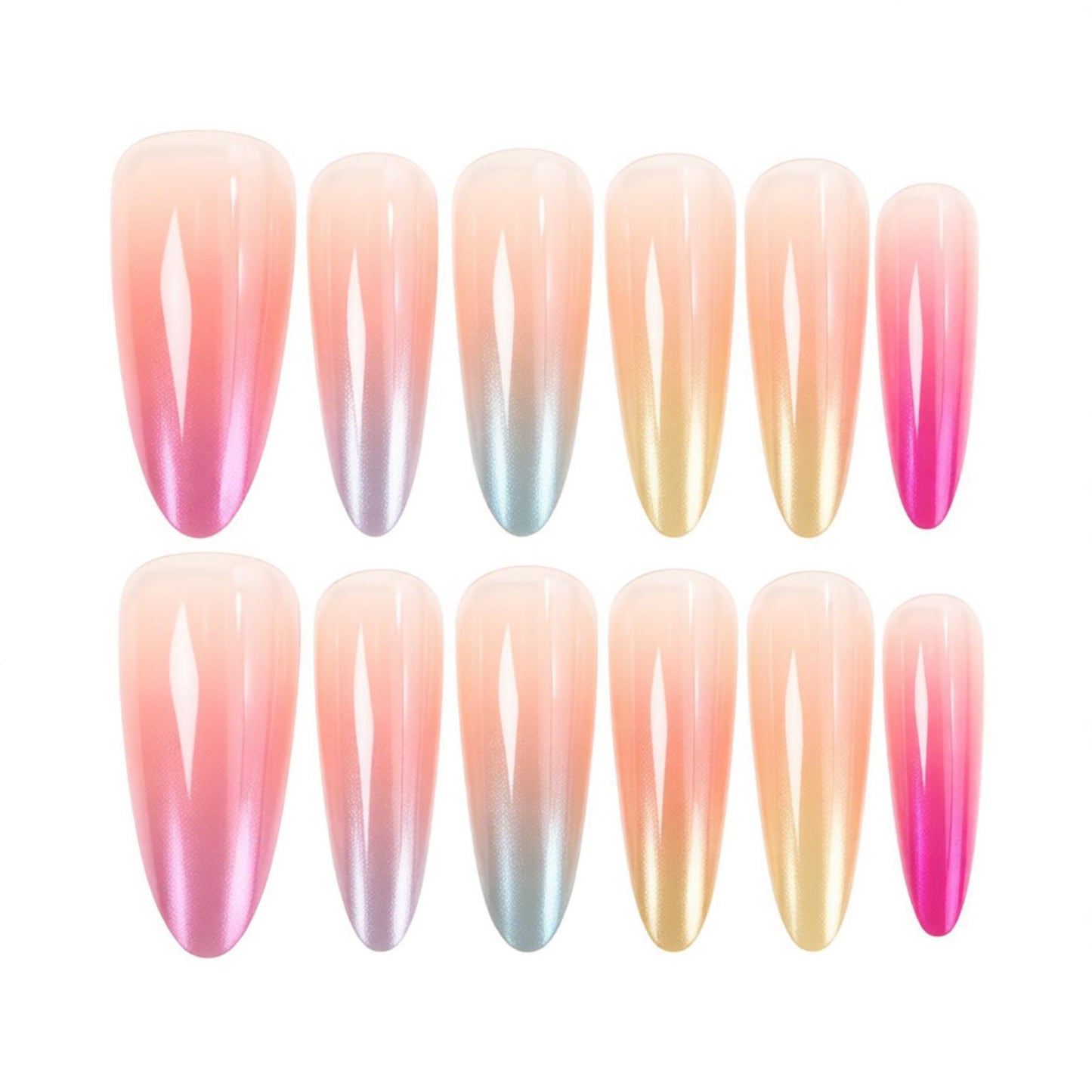 Ombre Gradient Press-On Nail Design Acalora