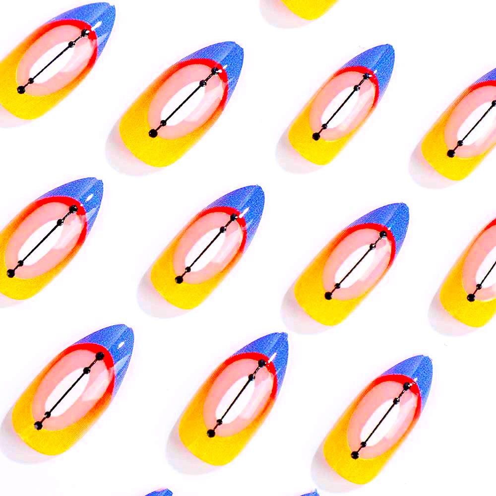 Creative artificial nails in modern geometric style Acalora