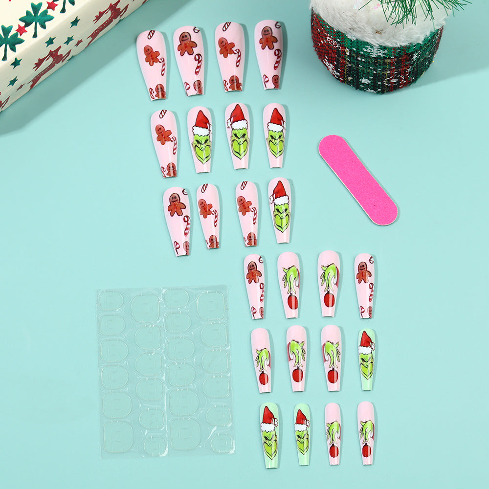 Artificial nail tips with festive Christmas designs Acalora
