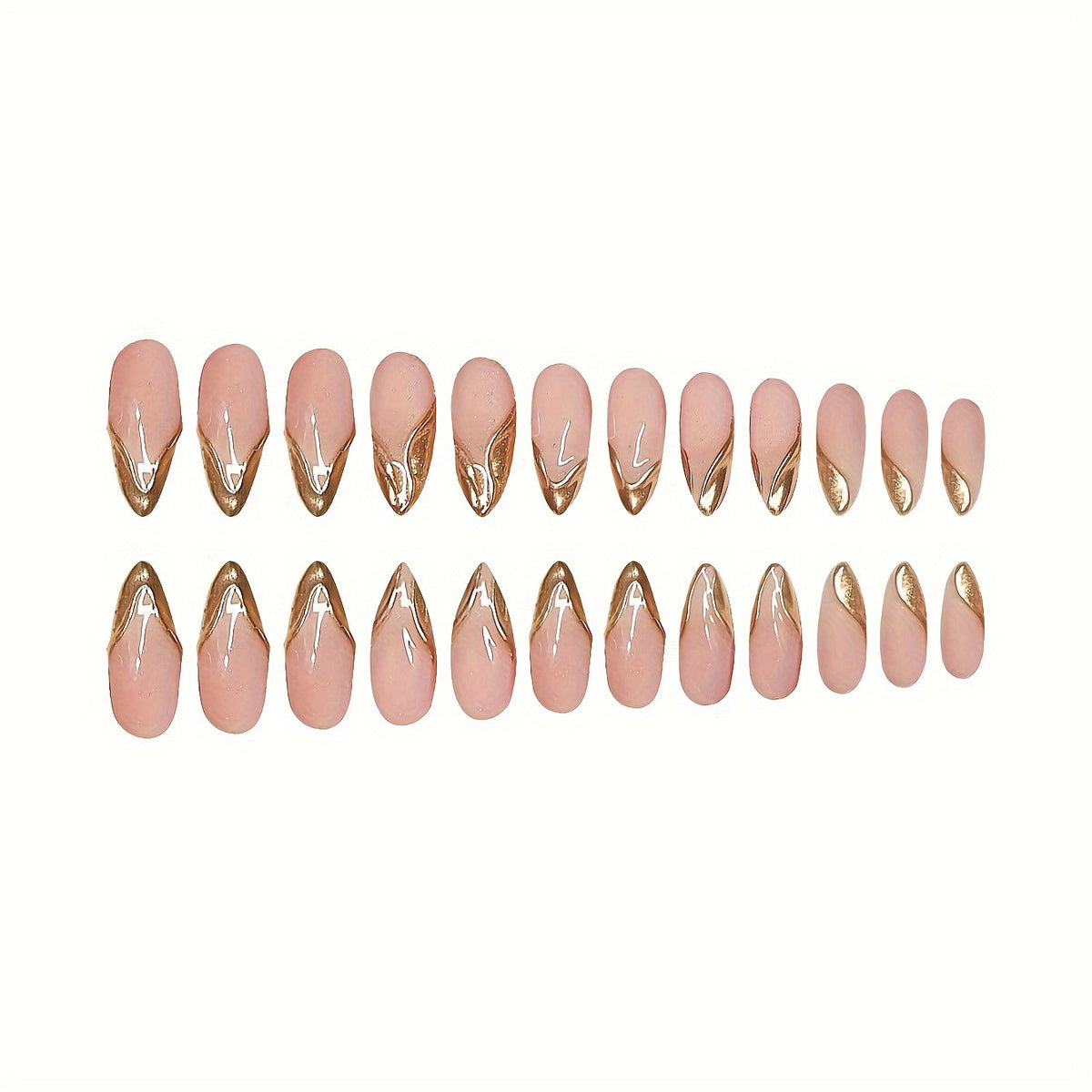 Elegant Stiletto Press-On Nails with Gold Accent Tips Acalora
