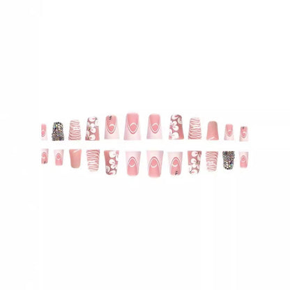 Decorative Press-On Nail Set with Rhinestone Accents Acalora