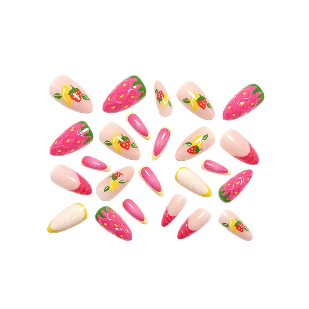 Artificial nails with fruit motif and glitter accents Acalora