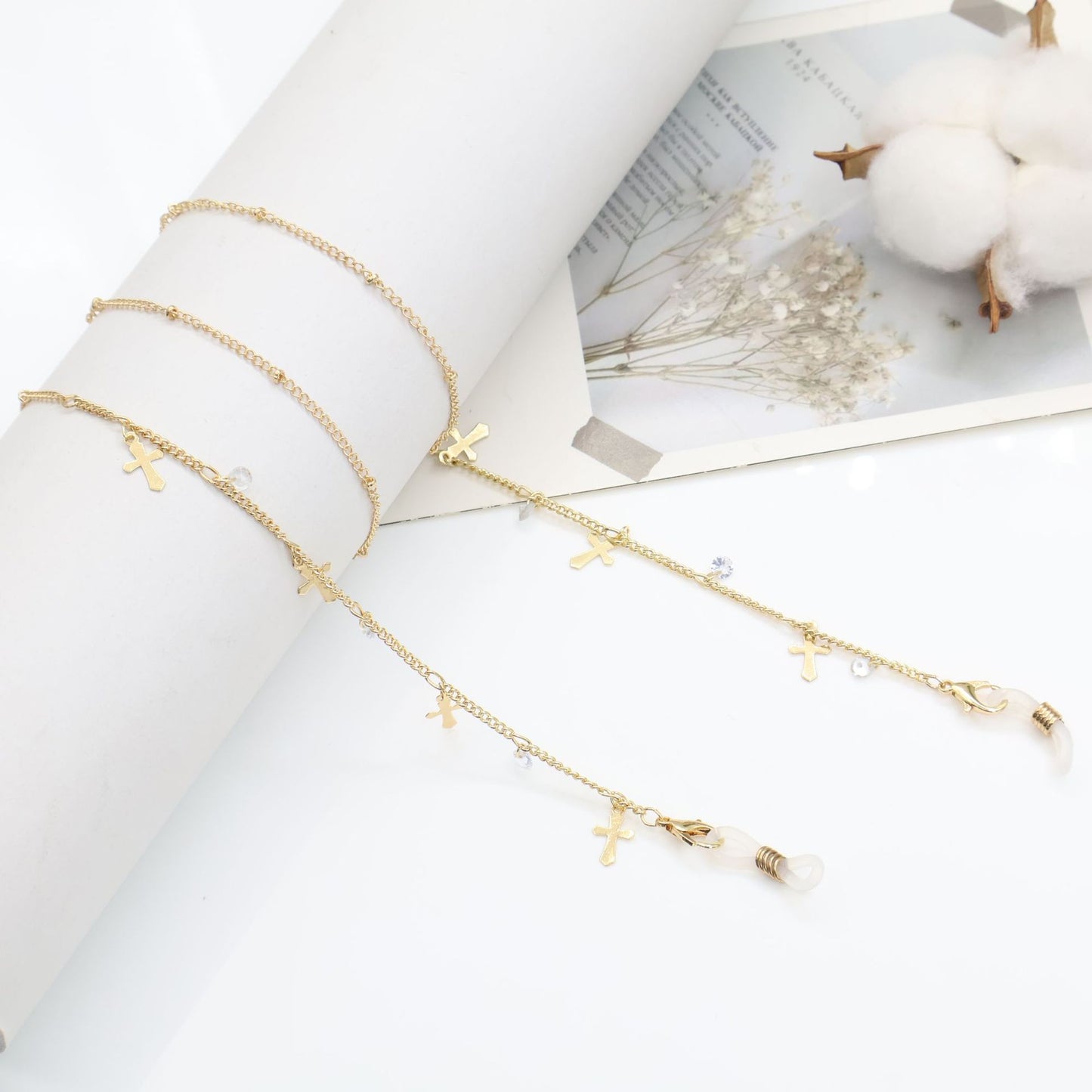 Cross-Embellished Eyewear Chain Acalora