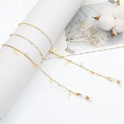 Cross-Embellished Eyewear Chain Acalora