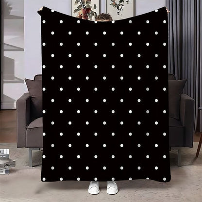 Cozy Polka Dot Fleece Throw Blanket