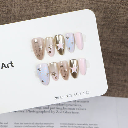 Artistic Star-Themed Press-On Nail Art Acalora