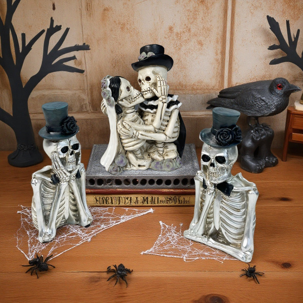 Stylish skeleton figure with top hat and black rose Acalora