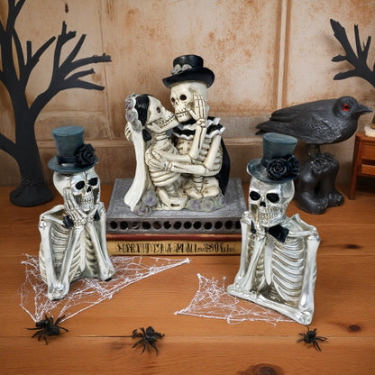 Stylish skeleton figure with top hat and black rose Acalora