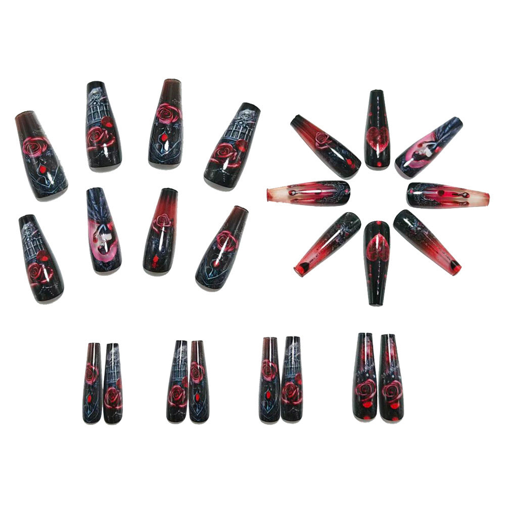 Nail Art Set with impressive 3D roses and Gothic motif Acalora