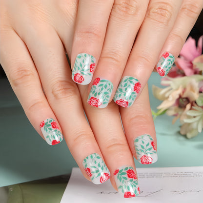 Artificial nails with romantic rose pattern Acalora
