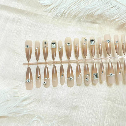 Acrylic nail set with glamorous 3D rhinestone applications Acalora