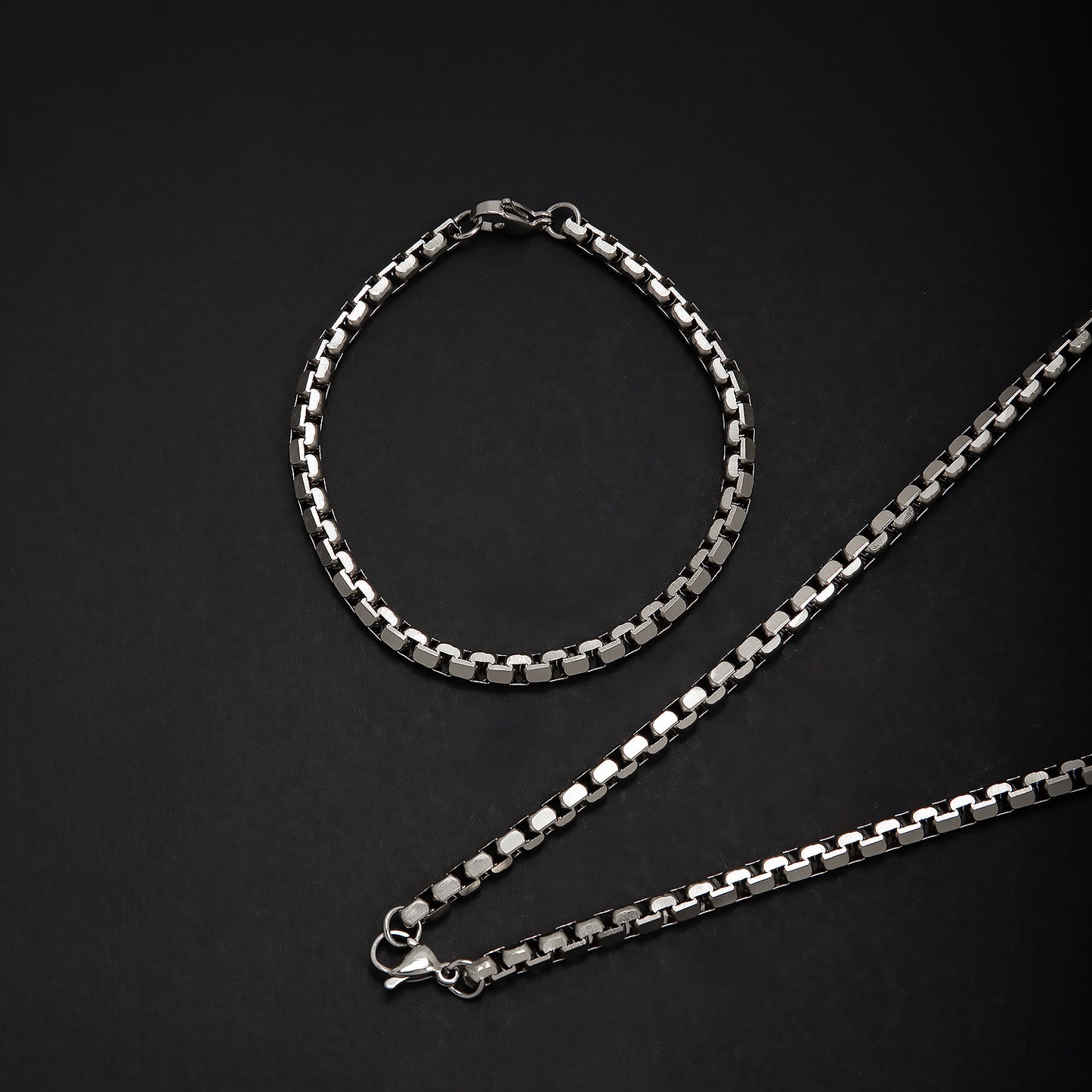 Stainless Steel Chain Necklace and Bracelet Set Acalora