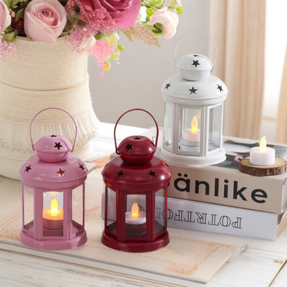 Mini Vintage Metal Star-Cut Tea Light Lantern Acalora
