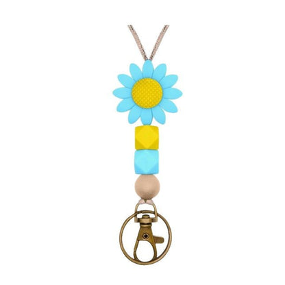 Colorful Flower-Themed Beaded Keychain Holder Acalora