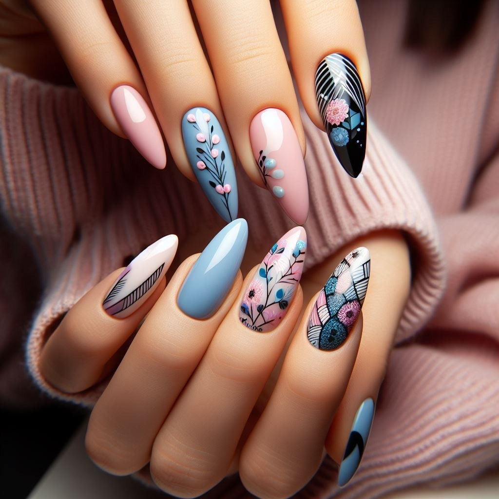 Artificial nails with floral accents Acalora