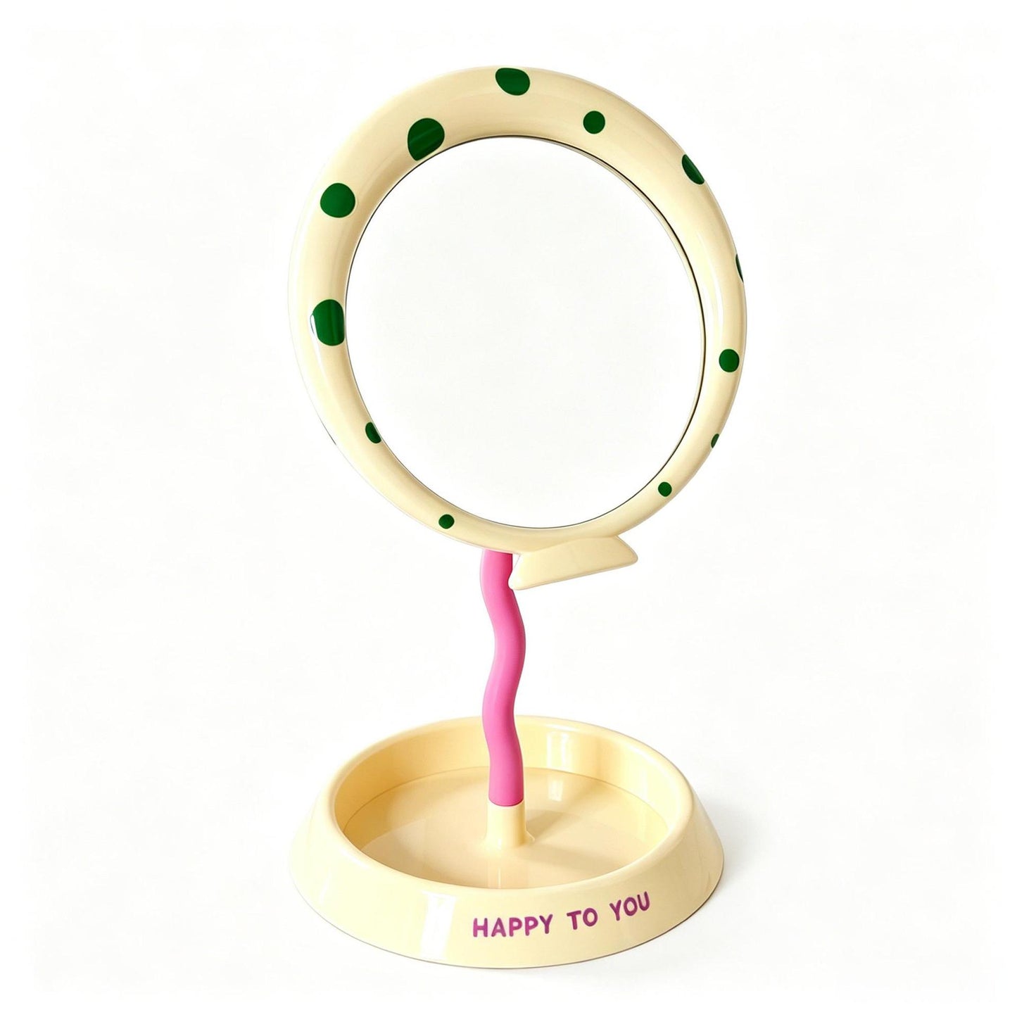 Whimsical Polka Dot Handheld Makeup Mirror