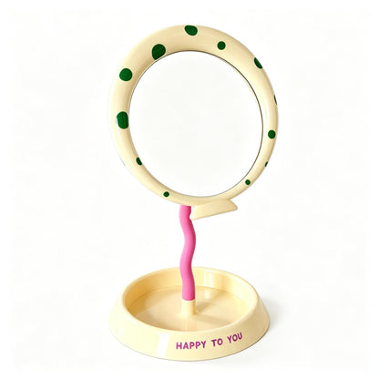 Whimsical Polka Dot Handheld Makeup Mirror