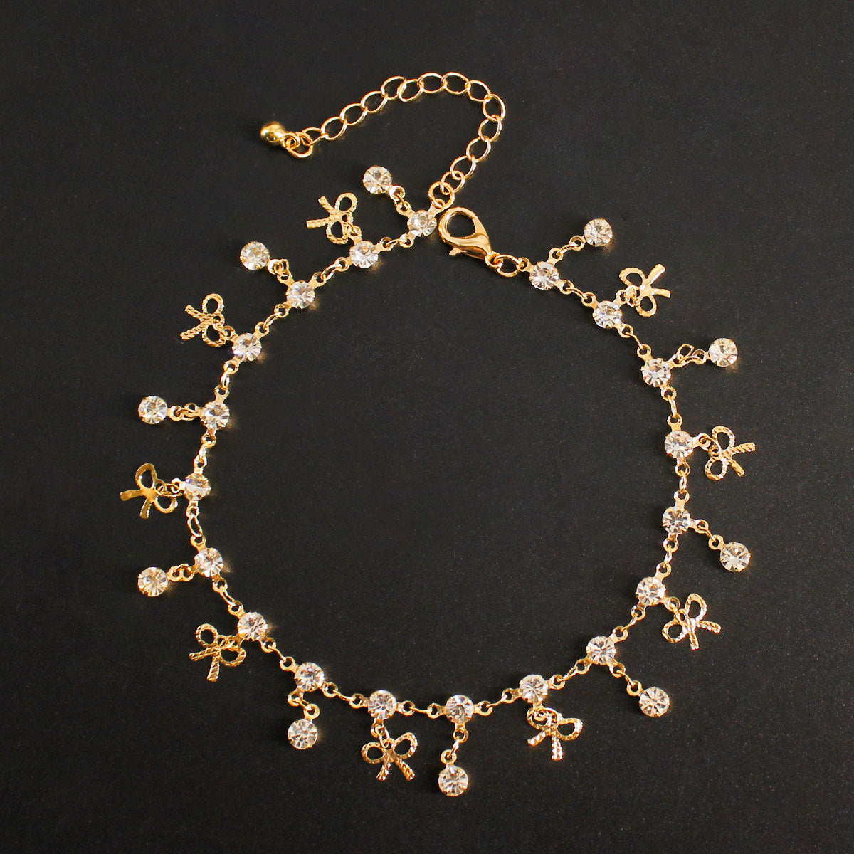 Delicate Crystal Charm Ankle Bracelet Acalora