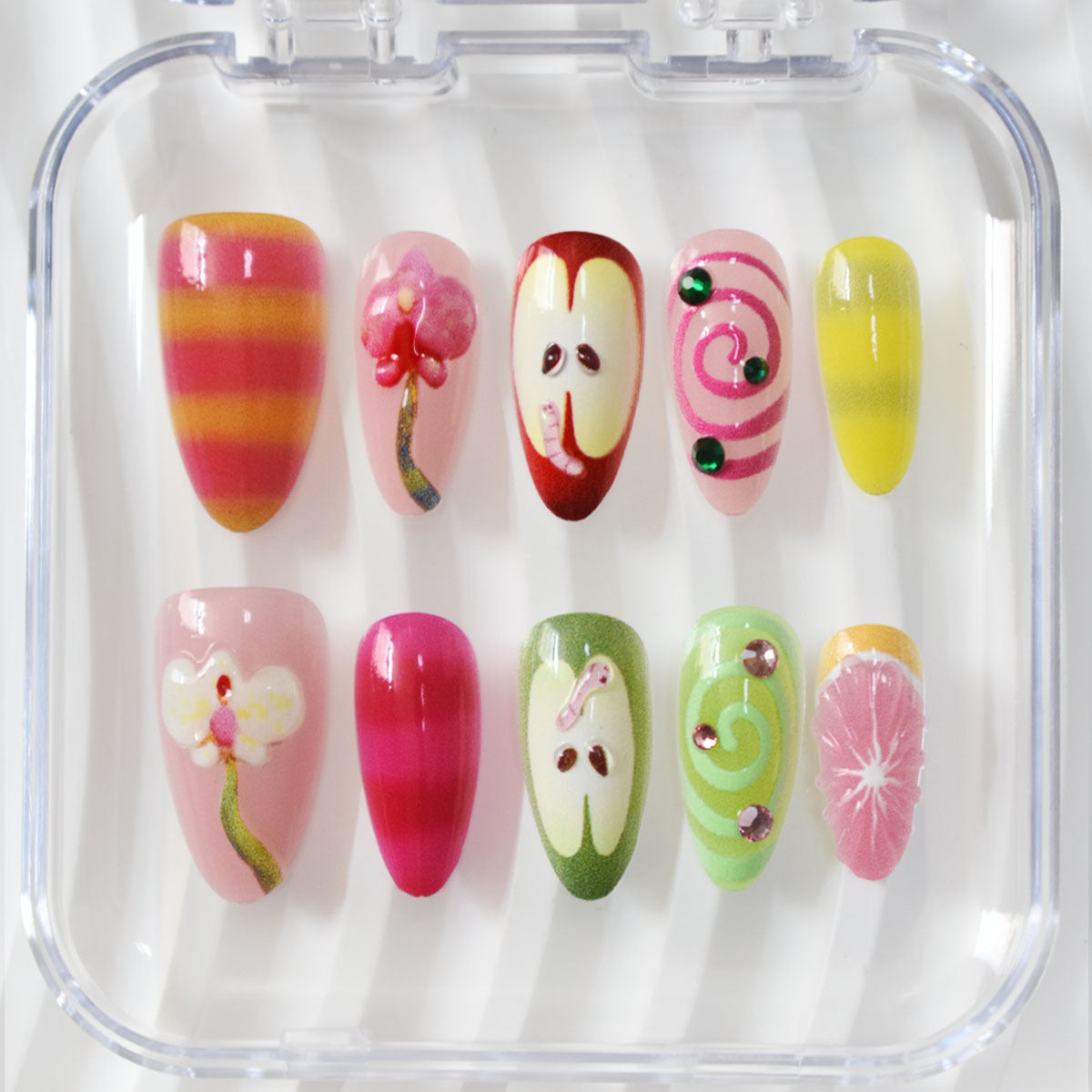 Playful Decorative Press-On Nail Art Set Acalora
