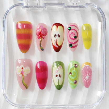 Playful Decorative Press-On Nail Art Set Acalora