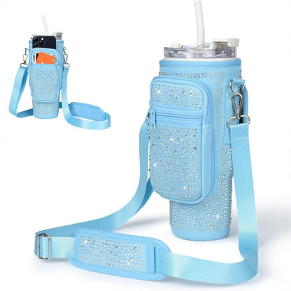 Ladies trendy and sparkling drinking bottle with shoulder bag Bowlift