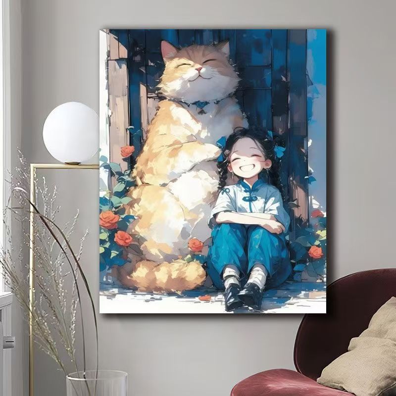 Illustrated Cat-Themed Wall Art