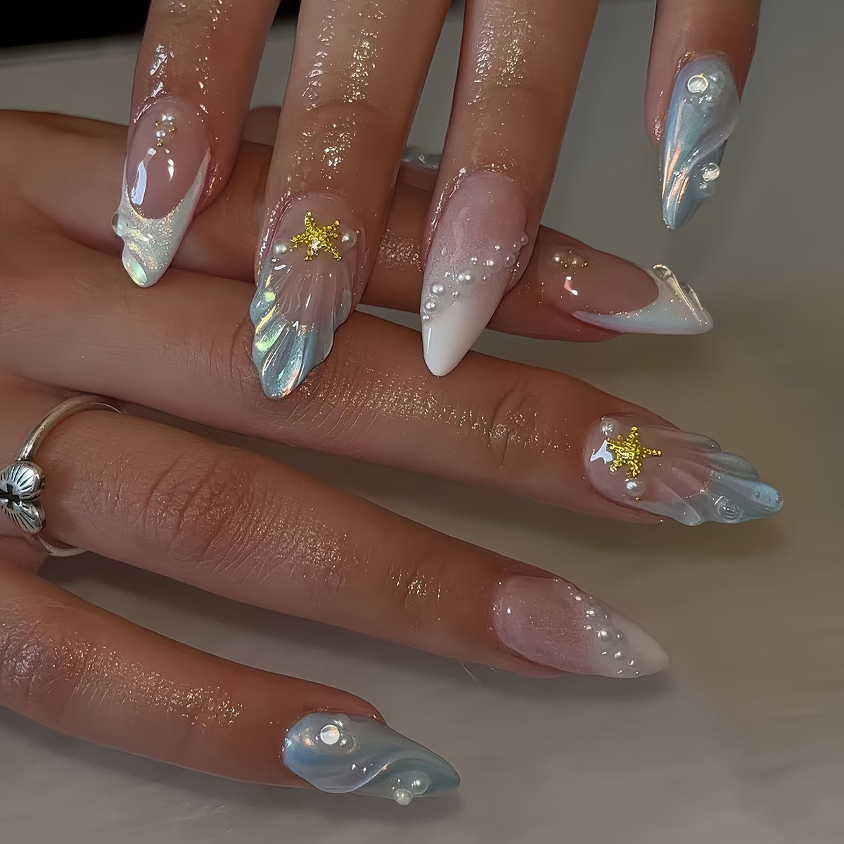Artistic Marine-Inspired Nail Art Acalora