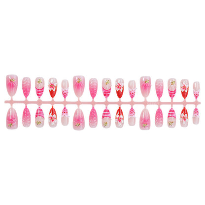Artistic Press-On Nail Set with Floral and Decorative Accents Acalora