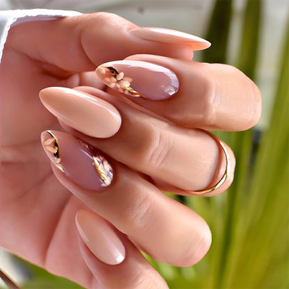 Premium Press-On Nail Set with Floral Accents Acalora