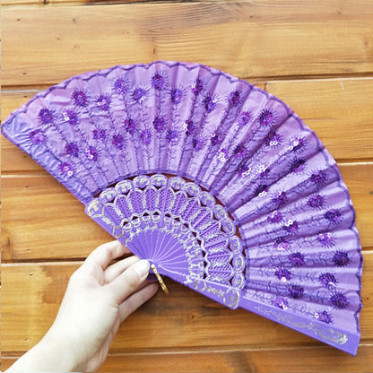 Ladies' handmade fan with fine embroideries Brehn