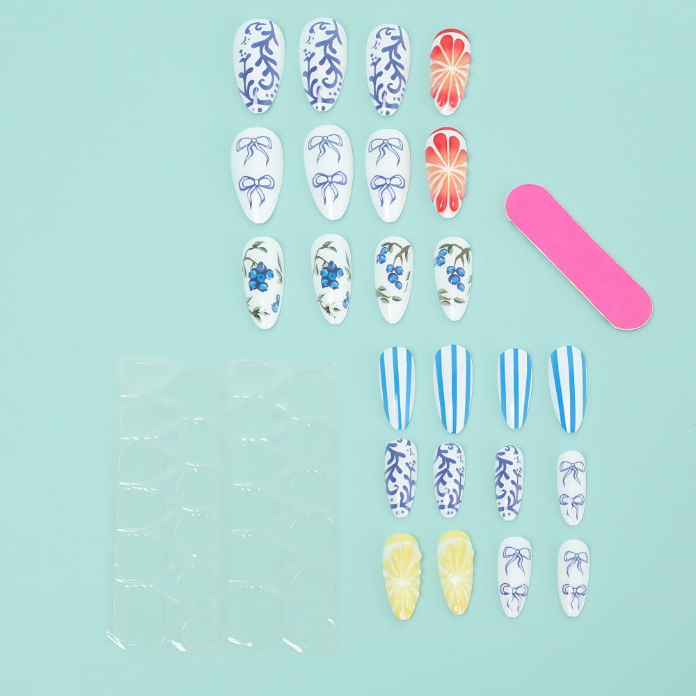 Artificial Nail Set with Handcrafted Floral and Graphic Designs Acalora