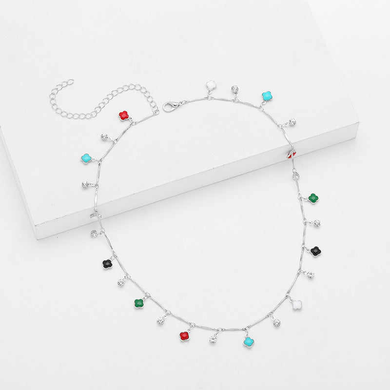 Floral Charm Silver Necklace Acalora
