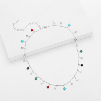 Floral Charm Silver Necklace Acalora