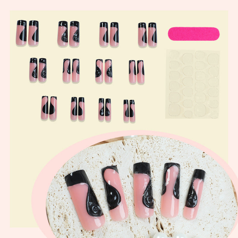 Artistic Gel Press-On Nail Set with Dripping Design Acalora