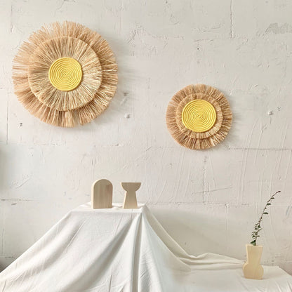 Decorative wall decoration with synthetic fiber and wooden beads Acalora