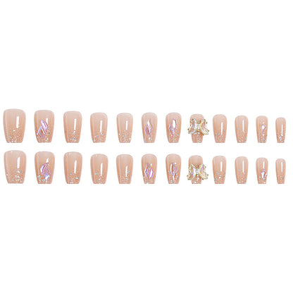 Acrylic Nail Set with Glitter and 3D Butterfly Decorations Acalora
