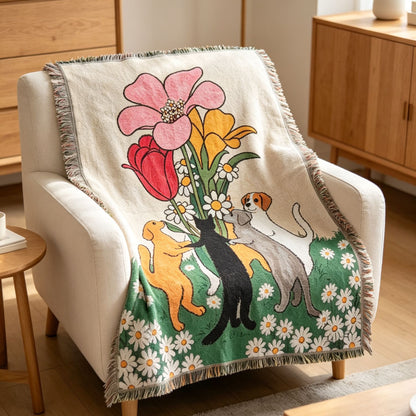 Whimsical Pet-Themed Decorative Throw Blanket