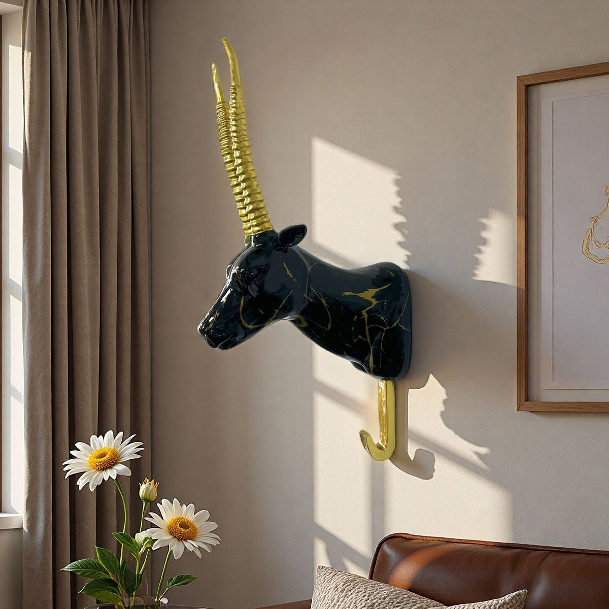 Wall hooks in the shape of a stylized unicorn Acalora
