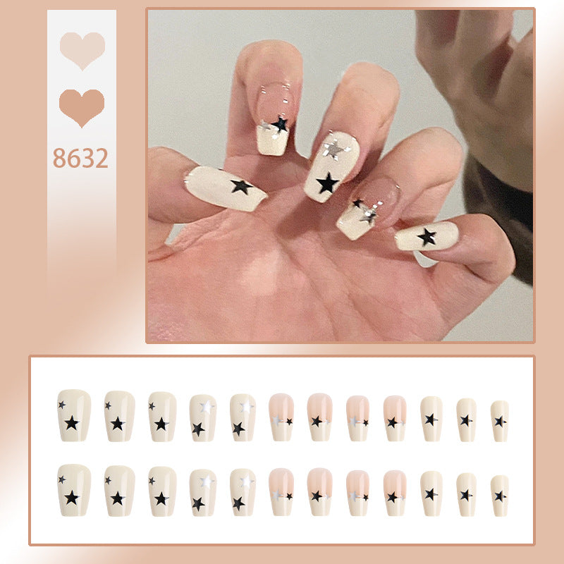 Artificial nail set with glamorous star design and sparkling accents Acalora