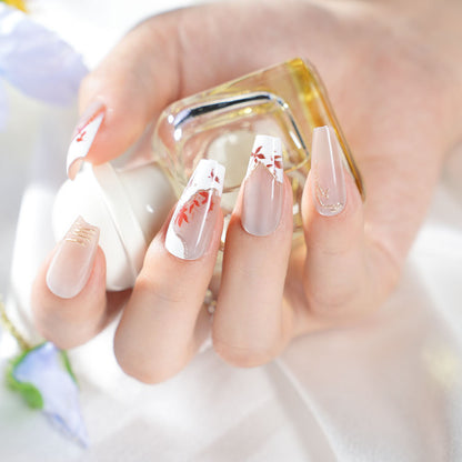 Elegant Floral Press-On Nail Design Acalora